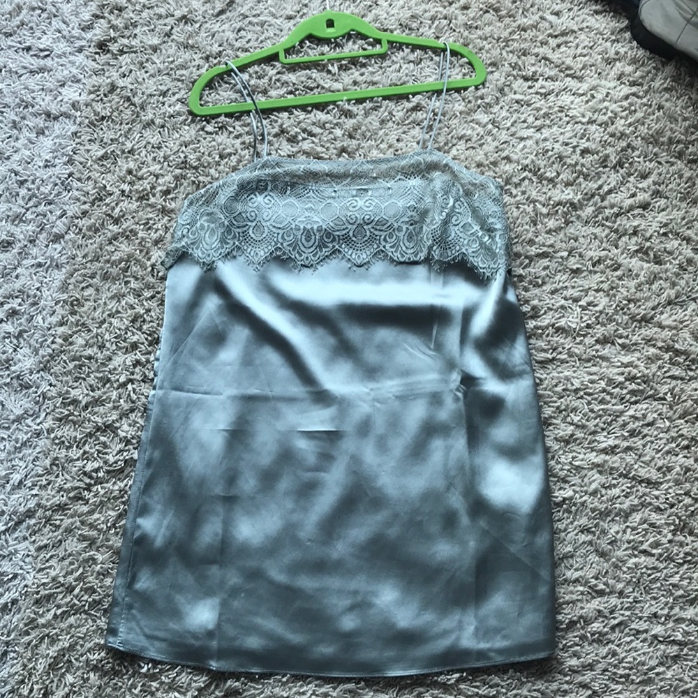 Green Slip Dress with Lace Detail